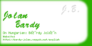 jolan bardy business card